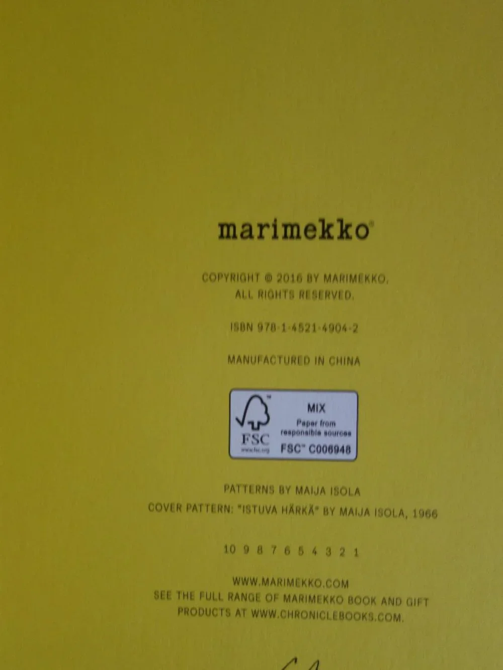 2016 MARIMEKKO Pink Blue Yellow Hardback Birthday Book – Unused